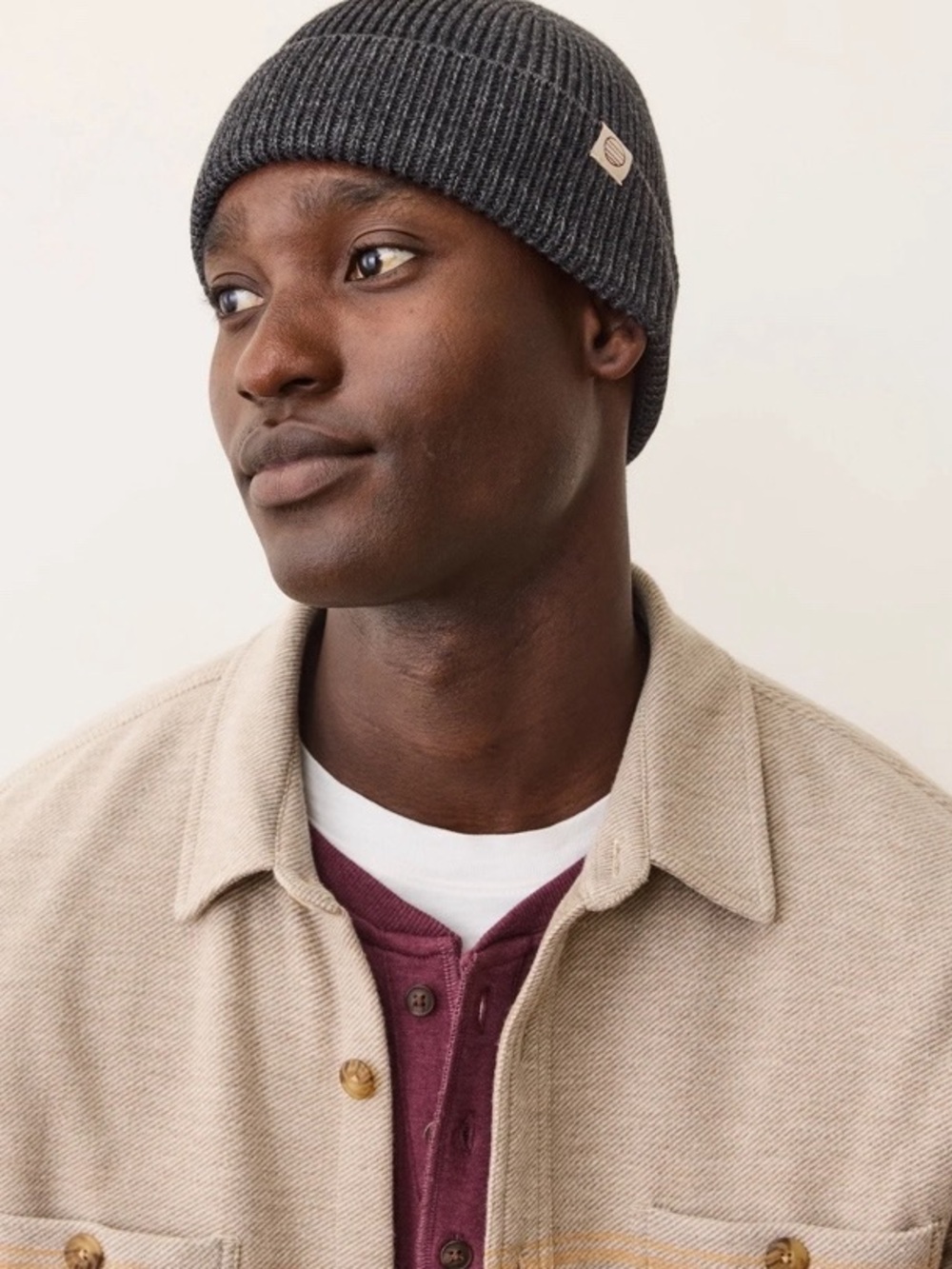 Marine Layer Inverness Beanie Ribbed Knit Hat Charcoal Gray Unisex Cap Cabincore